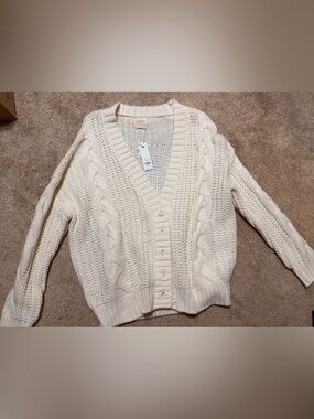 Francesca's Collections Cream Cable Knit Cardigan